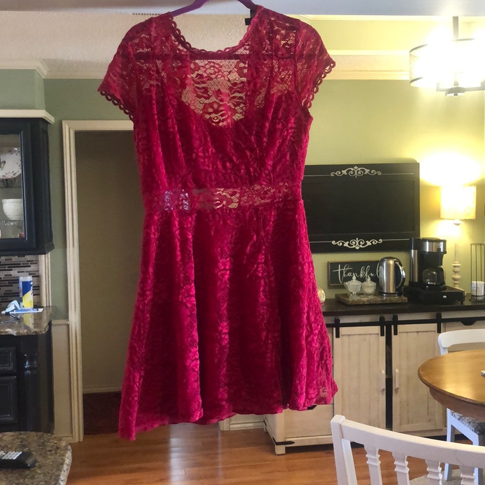 Red lace dress